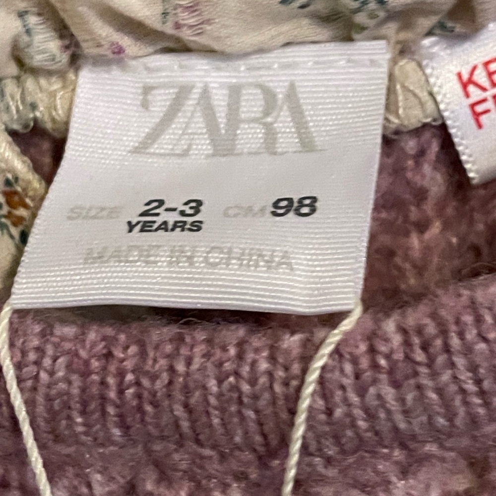 Zara Sz 2-3 98 cm contrast knit sweater lilac pull over - Picture 4 of 4